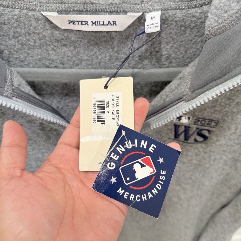 Peter Millar 2023 World Series MLB Fleece Full Zip Hoodie Men's M Gray NWT - Picture 6 of 15